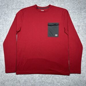 Helly Hansen Lomma Long Sleeve Mens Medium Red Camping Hiking Quick Dry Outdoors